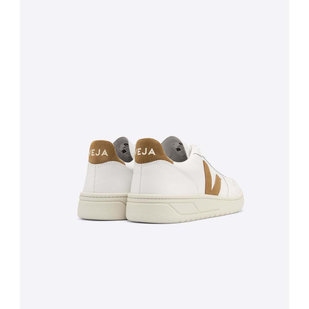 Veja V-10 LEATHER Sneakers Dames White/Brown | BE 640VRW